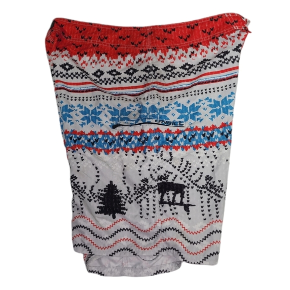 O’Neill Winter Sweater Print Red White & Blue Board Shorts Men's Size 38 EUC - Picture 6 of 13